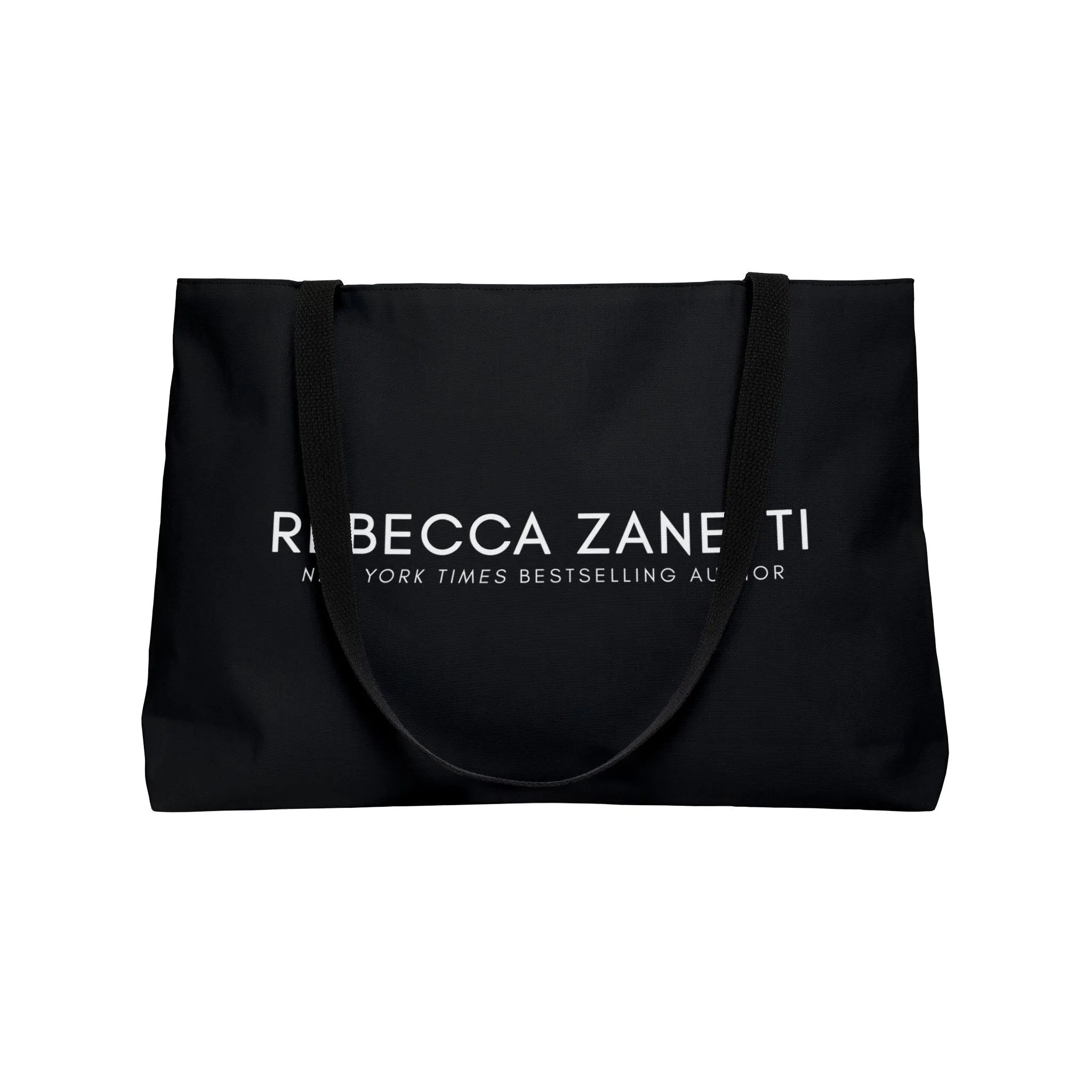 Black Weekender Tote Bag - Rebecca Zanetti White Logo