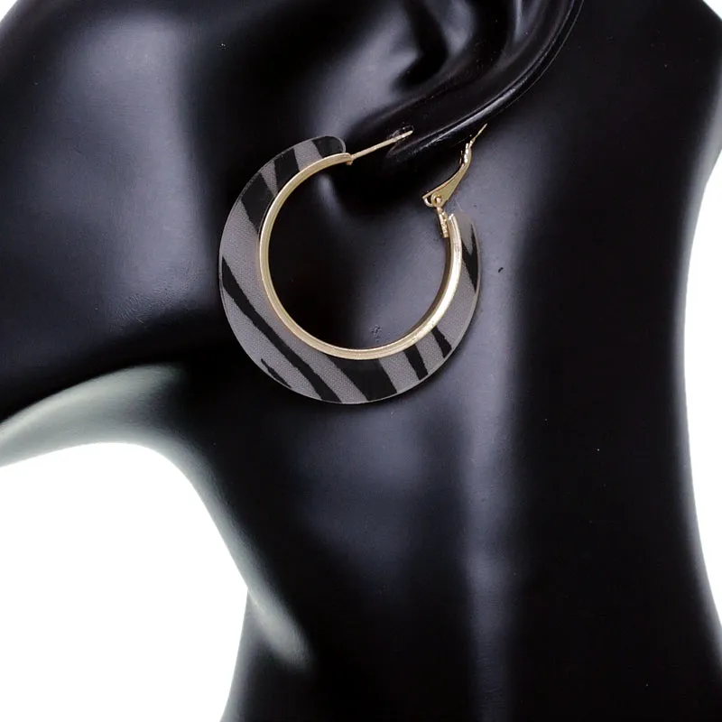Black Zebra Print Mini Hoop Earrings