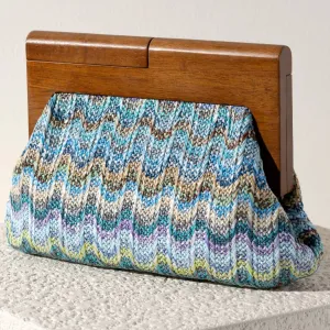 Blue Wave Wood Clutch