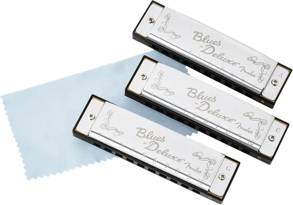 Blues Deluxe Harmonica, Pack of 3, with Case