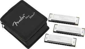 Blues Deluxe Harmonica, Pack of 3, with Case