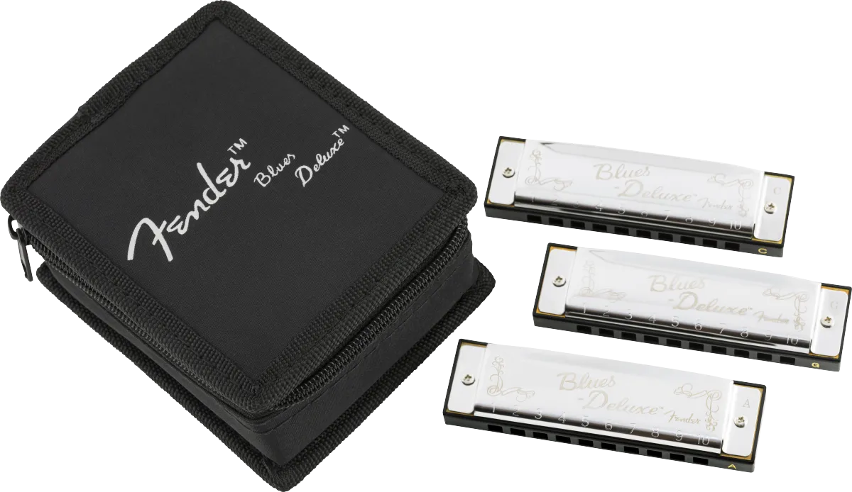 Blues Deluxe Harmonica, Pack of 3, with Case