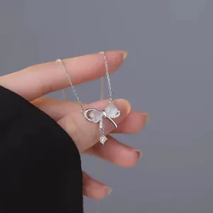 Bow Necklace (Solid Silver) - Christine