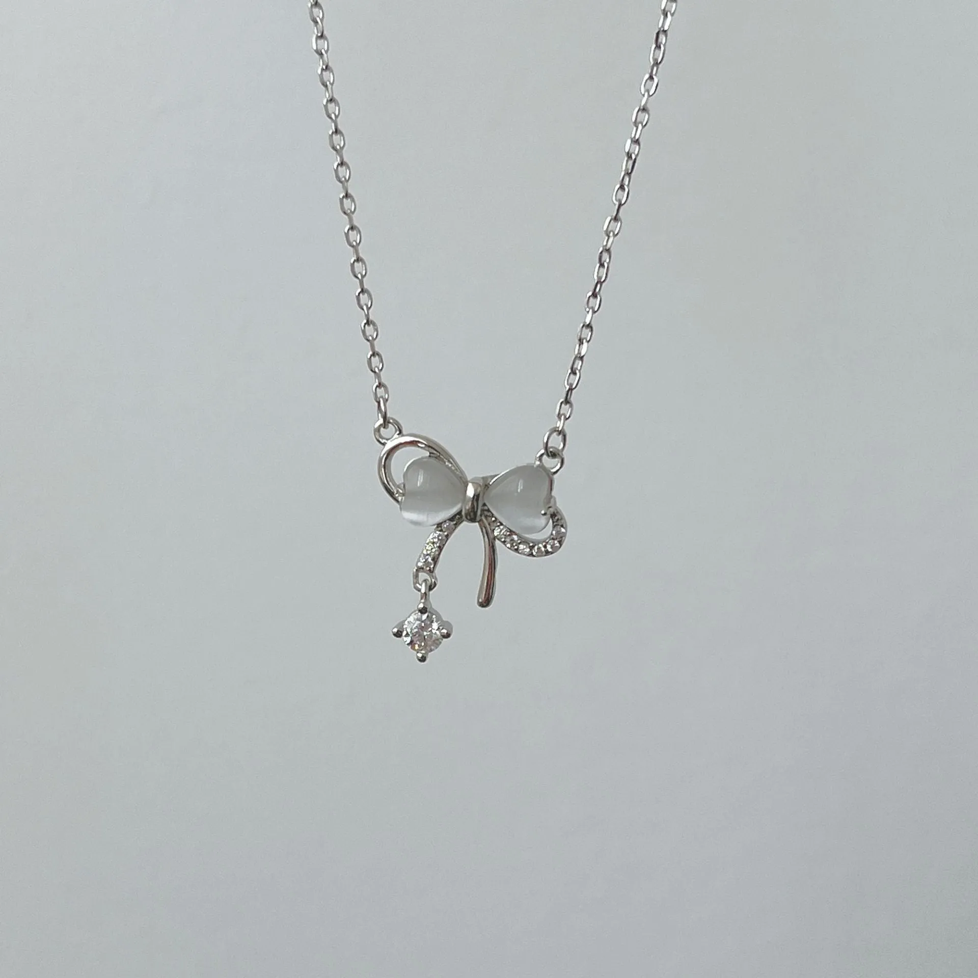 Bow Necklace (Solid Silver) - Christine
