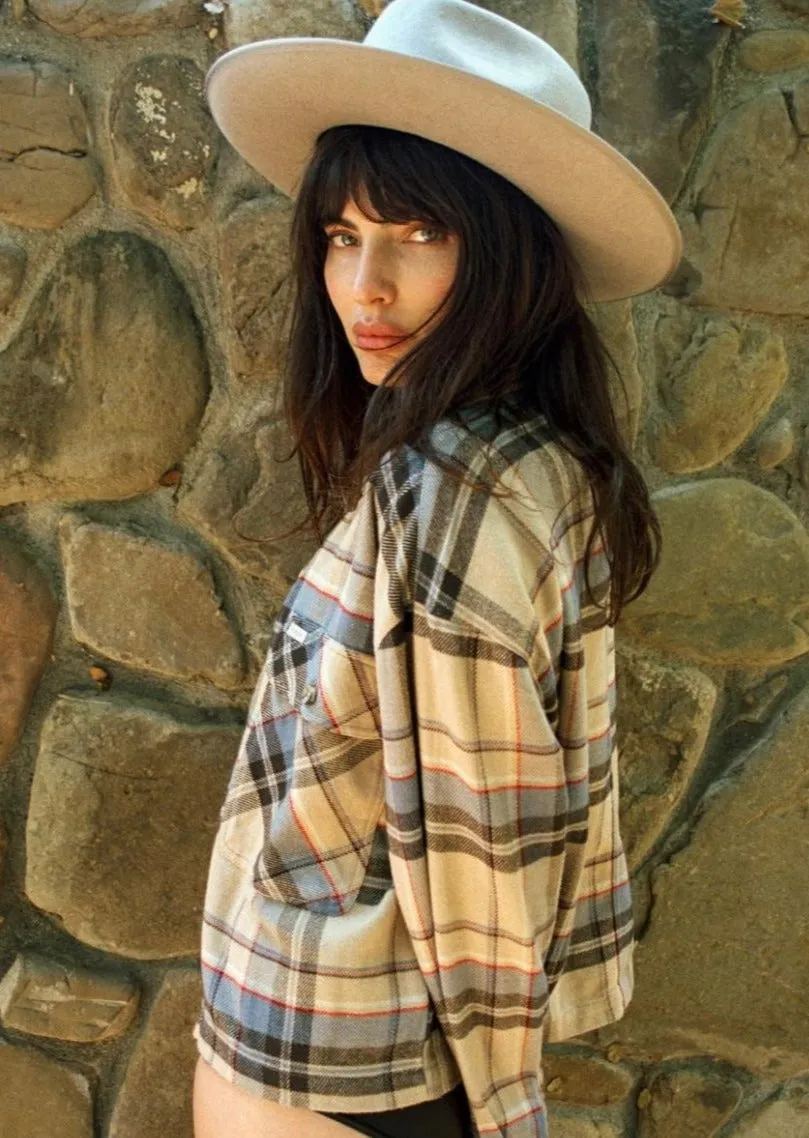 Bowery W L/S Flannel Sesame/ Flint Blue