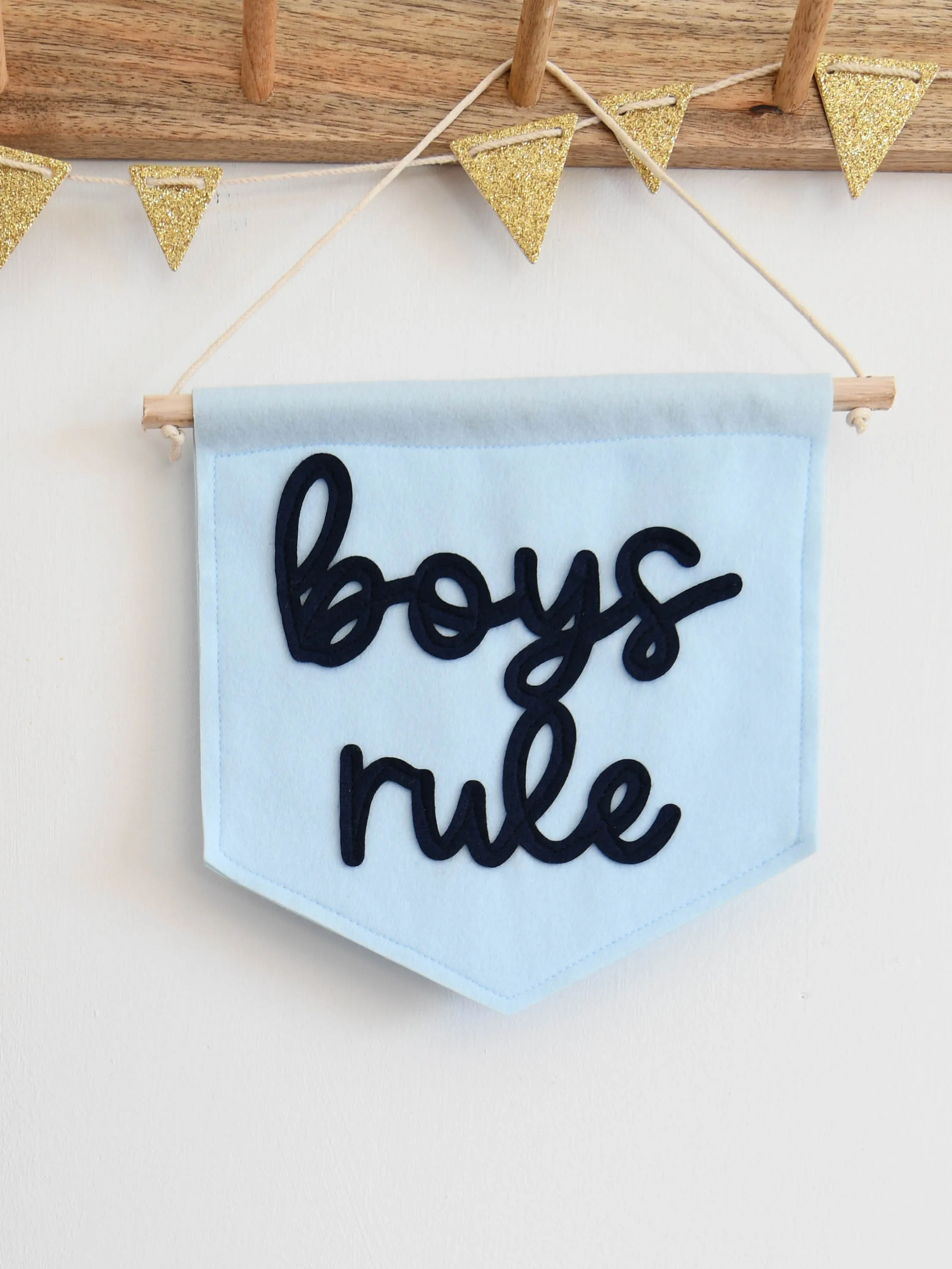 Boys Rule Mini Felt Banner