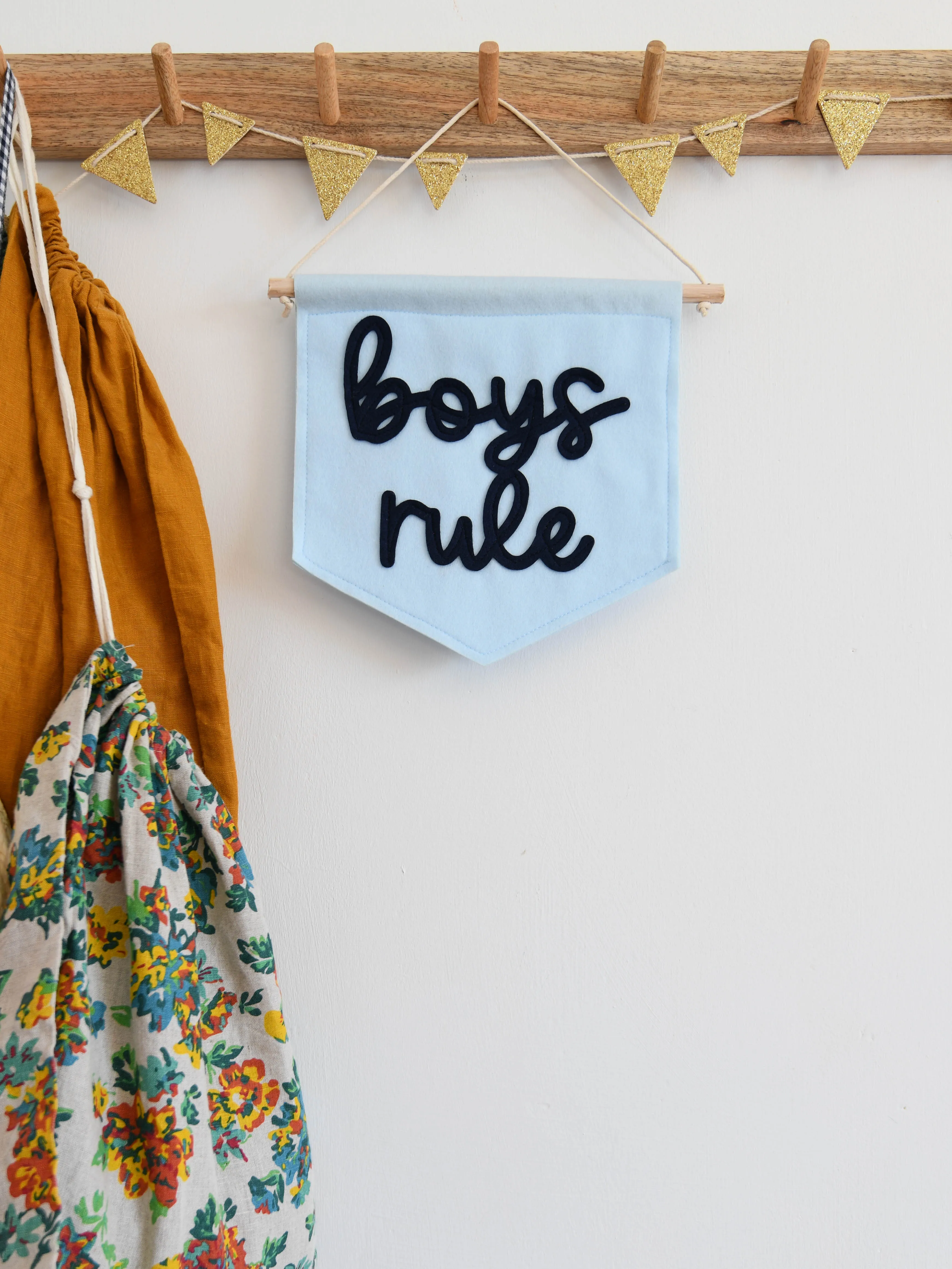 Boys Rule Mini Felt Banner