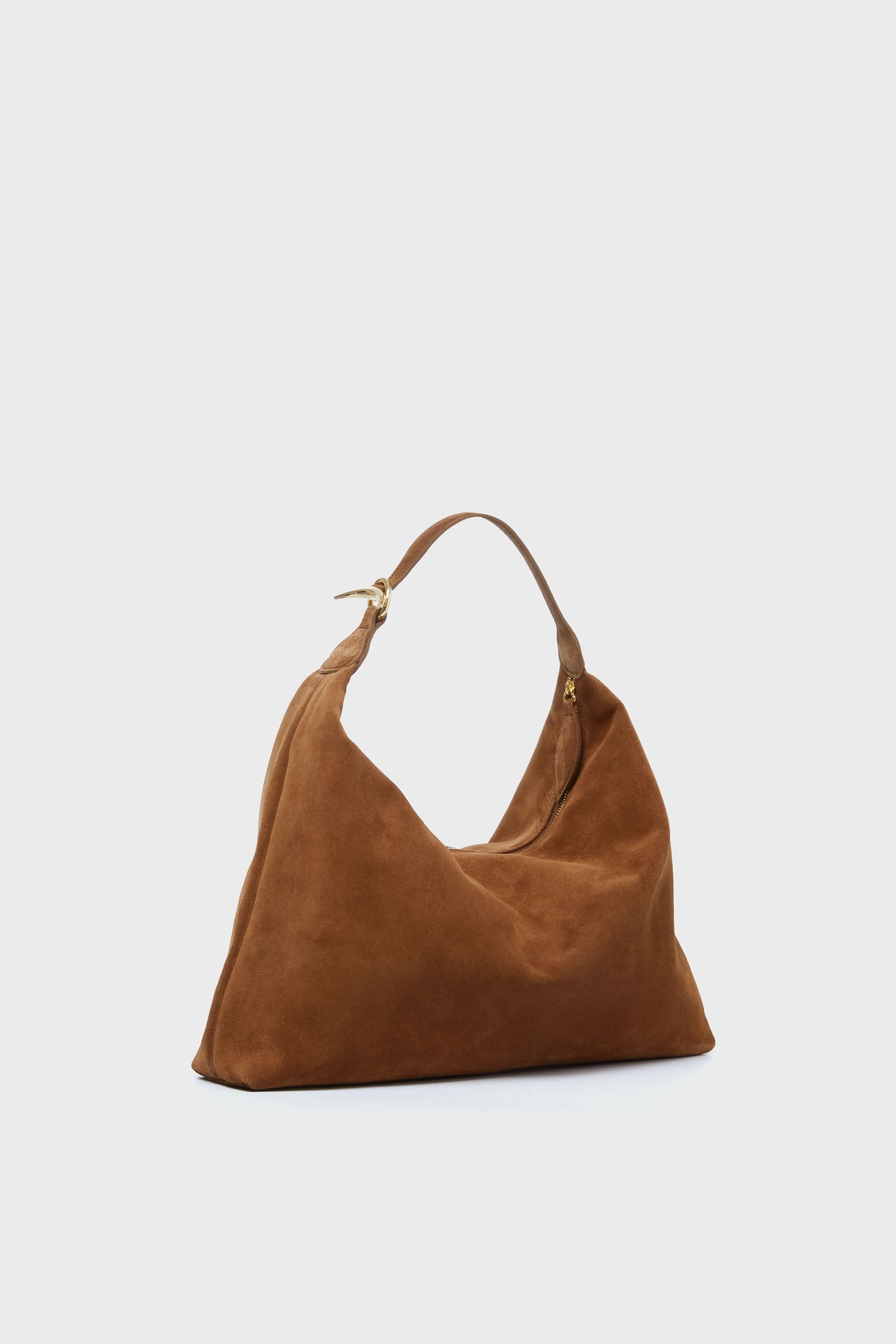 Brown Suede Pillow Shoulder Bag