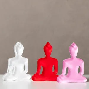 Buddha statue set of 3 - White, Red and Pink