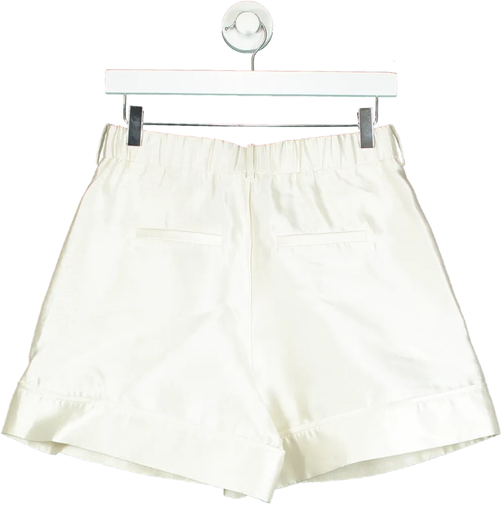 By Malina White Satin Shorts UK S