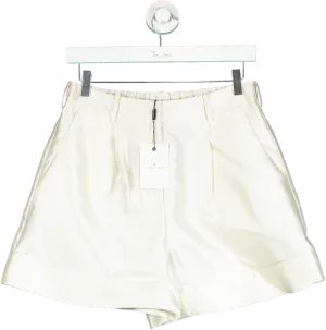 By Malina White Satin Shorts UK S