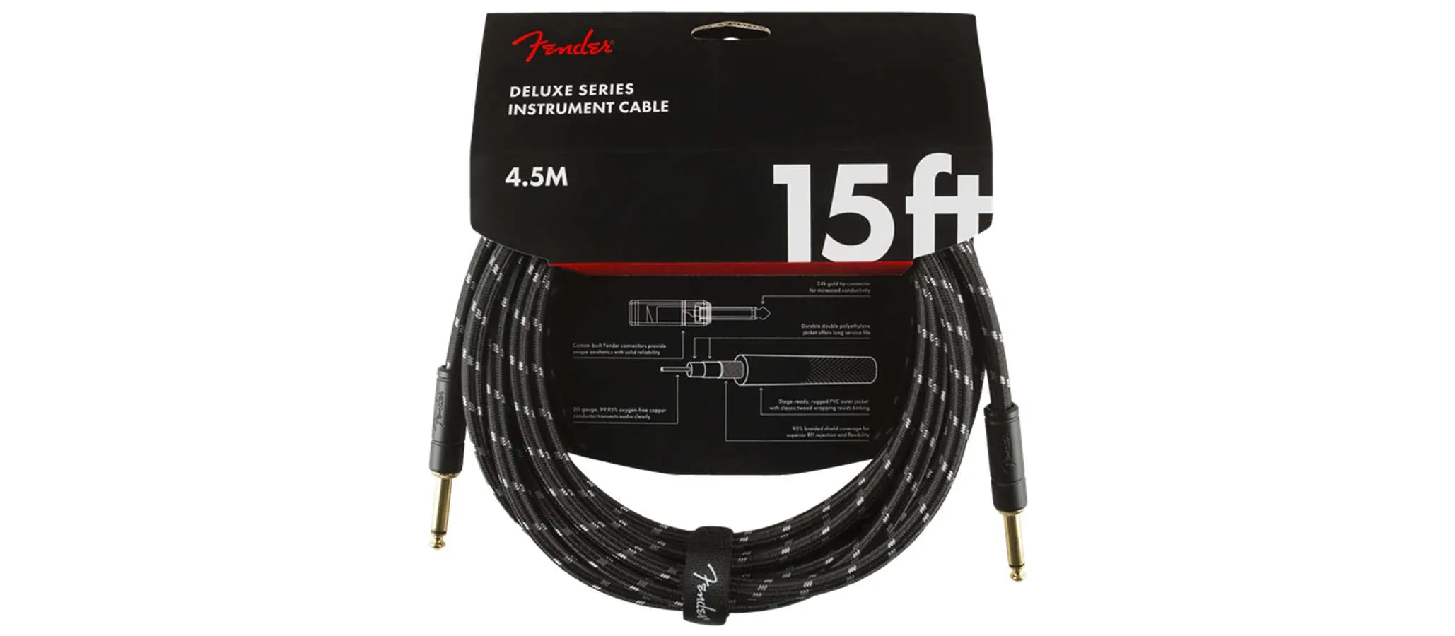 CABLE DELUXE FENDER DE 4,5 METROS NEGRO