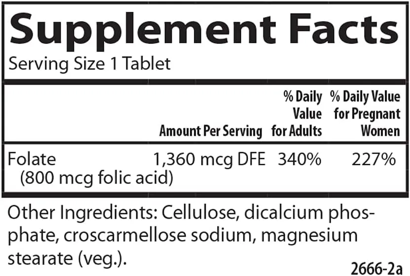 Carlson - Folic Acid, 800 mcg, Provides Important Prenatal Support, 1000 tablets