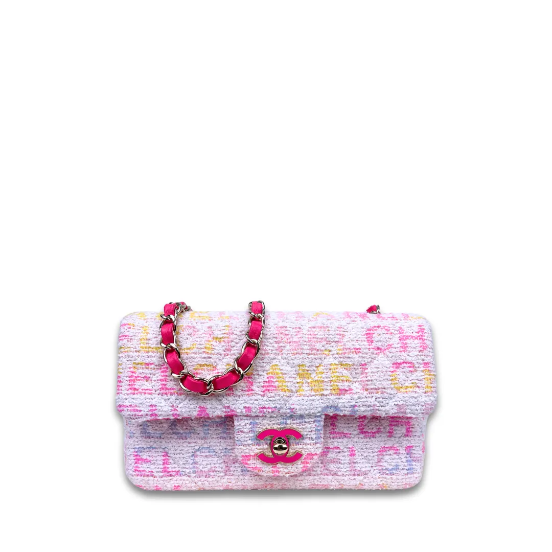 Chanel Multicolor Tweed Logo Small Single Flap