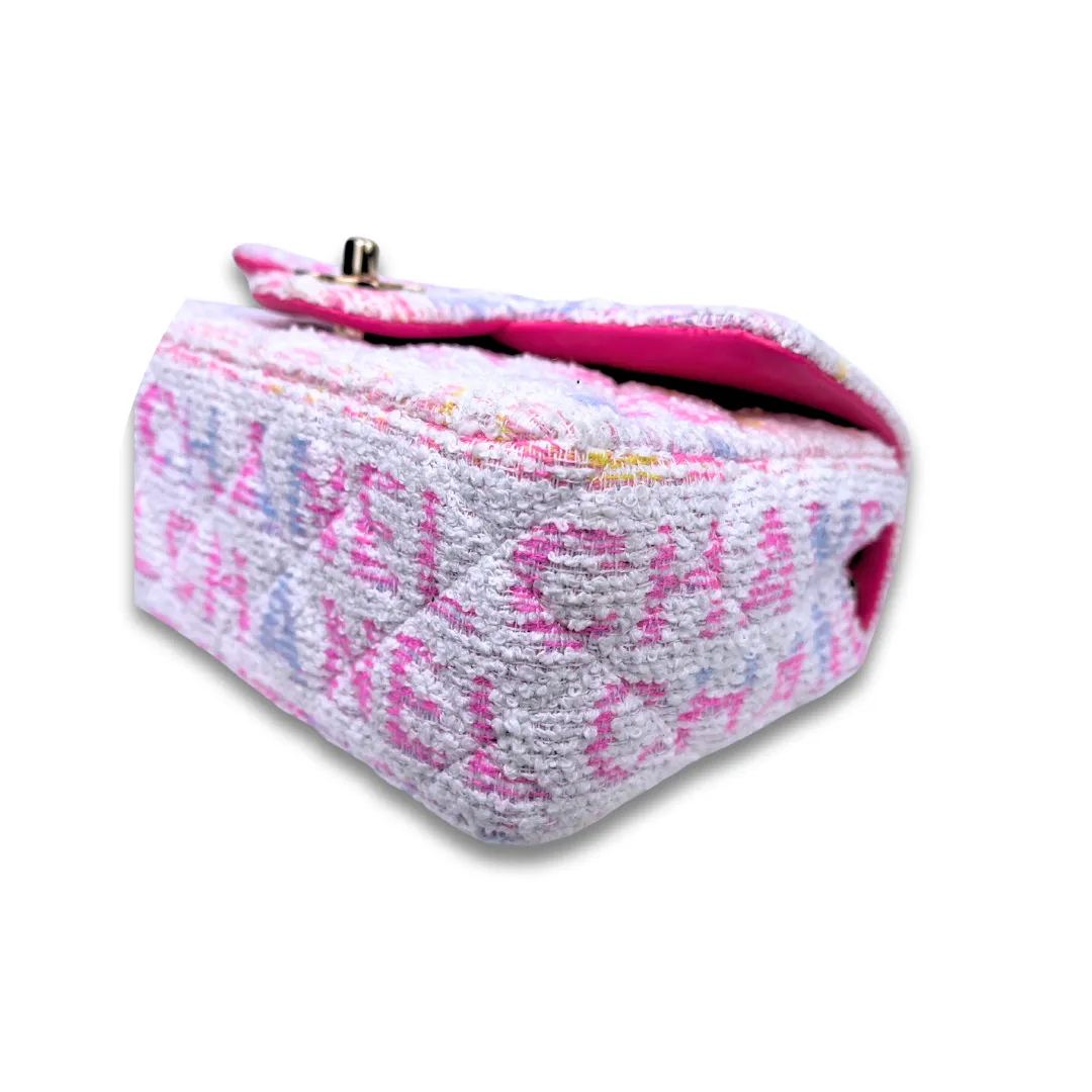 Chanel Multicolor Tweed Logo Small Single Flap