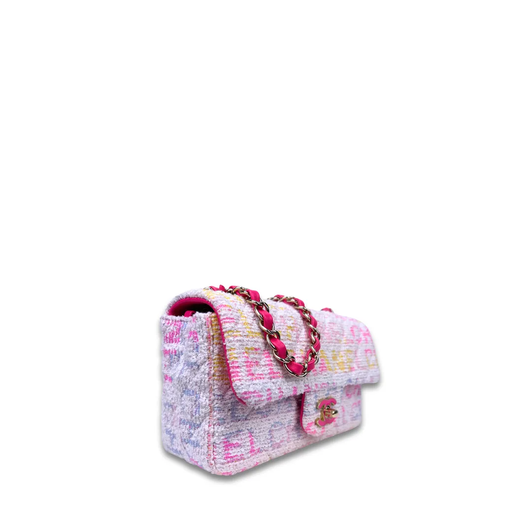 Chanel Multicolor Tweed Logo Small Single Flap