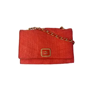 Chanel Red Woven Logo Chain Bag