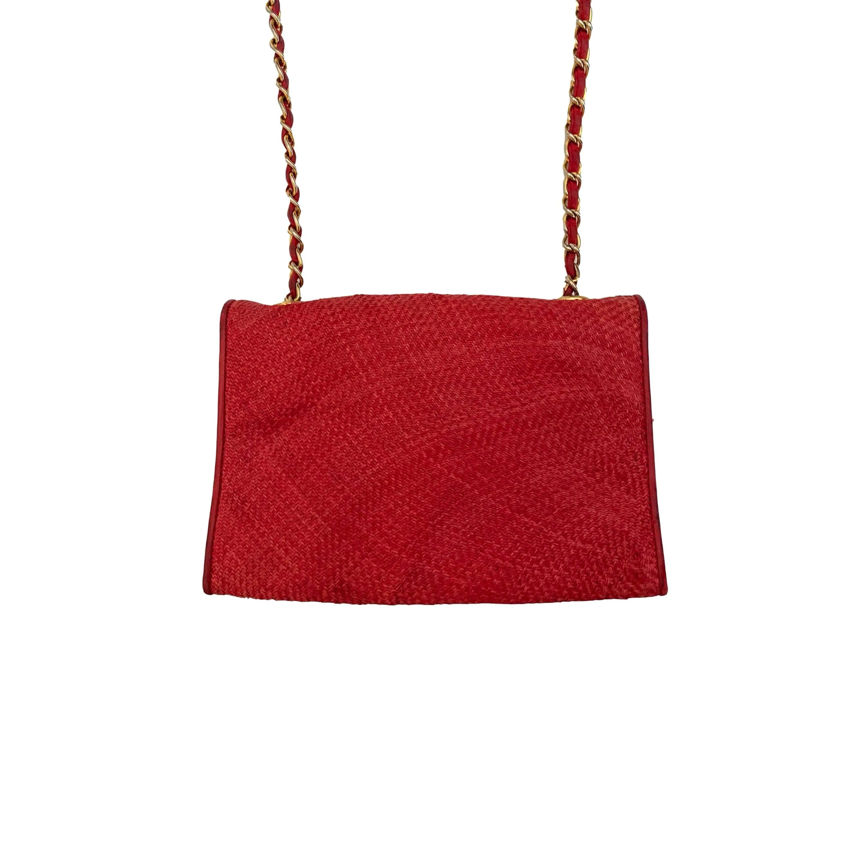 Chanel Red Woven Logo Chain Bag