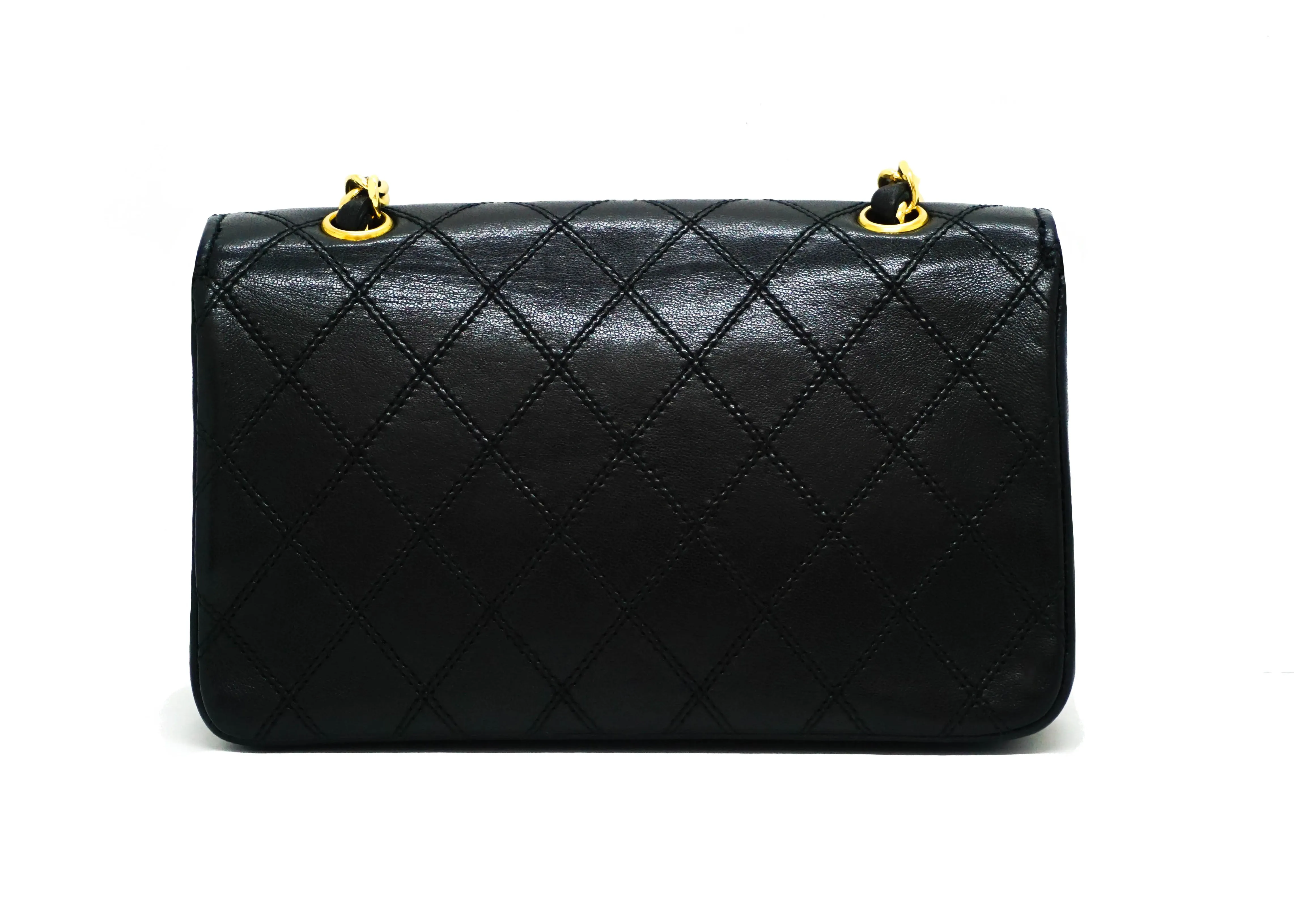 Chanel Vintage Rare Black Lambskin XL CC Mini Flap Bag