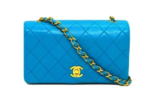 Chanel Vintage Rare Teal Lambskin Mini Flap