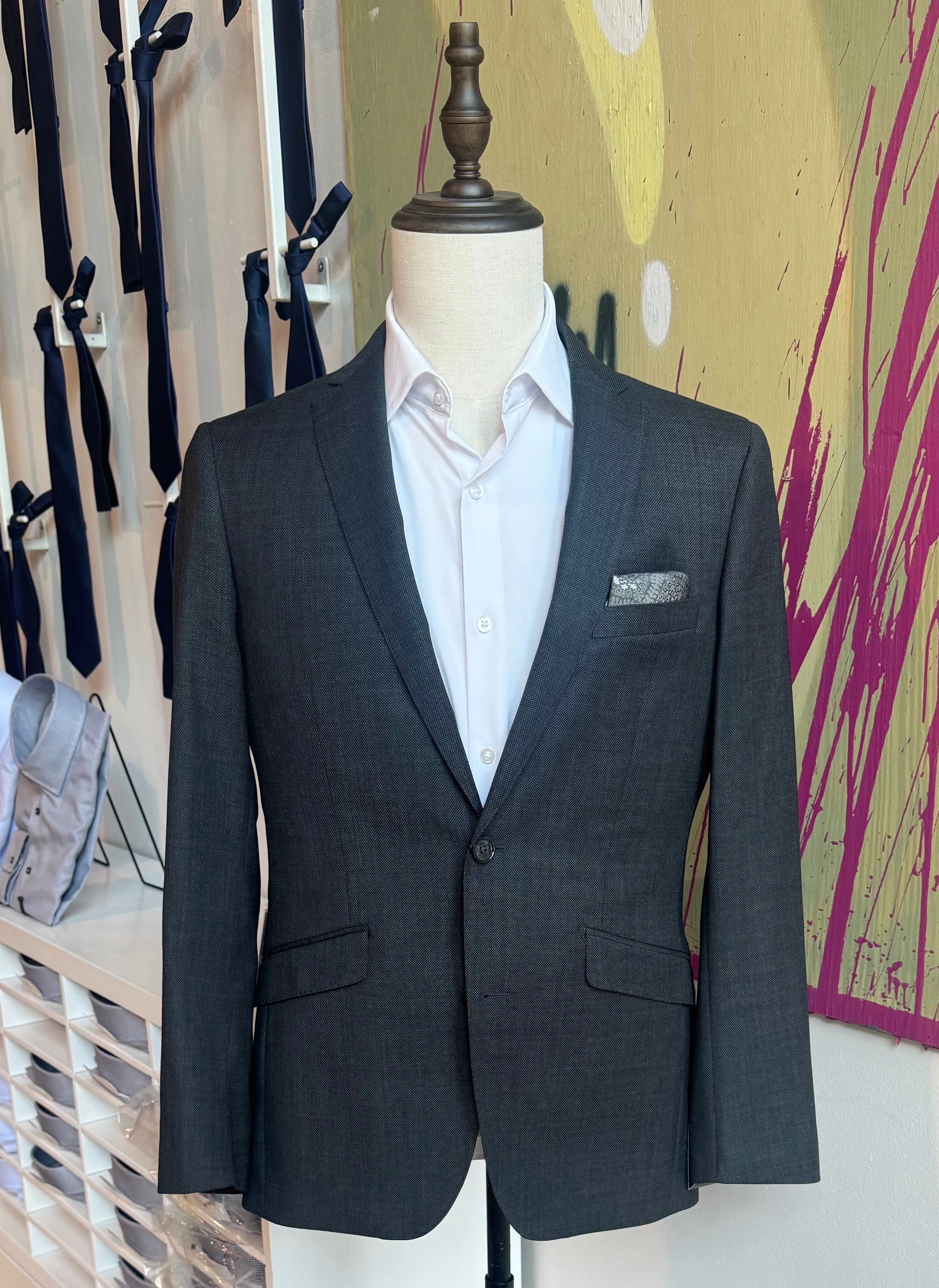 Charcoal Birdseye Suit