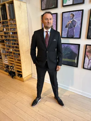 Charcoal Mini Herringbone Premium Suit Coat (Final Sale)
