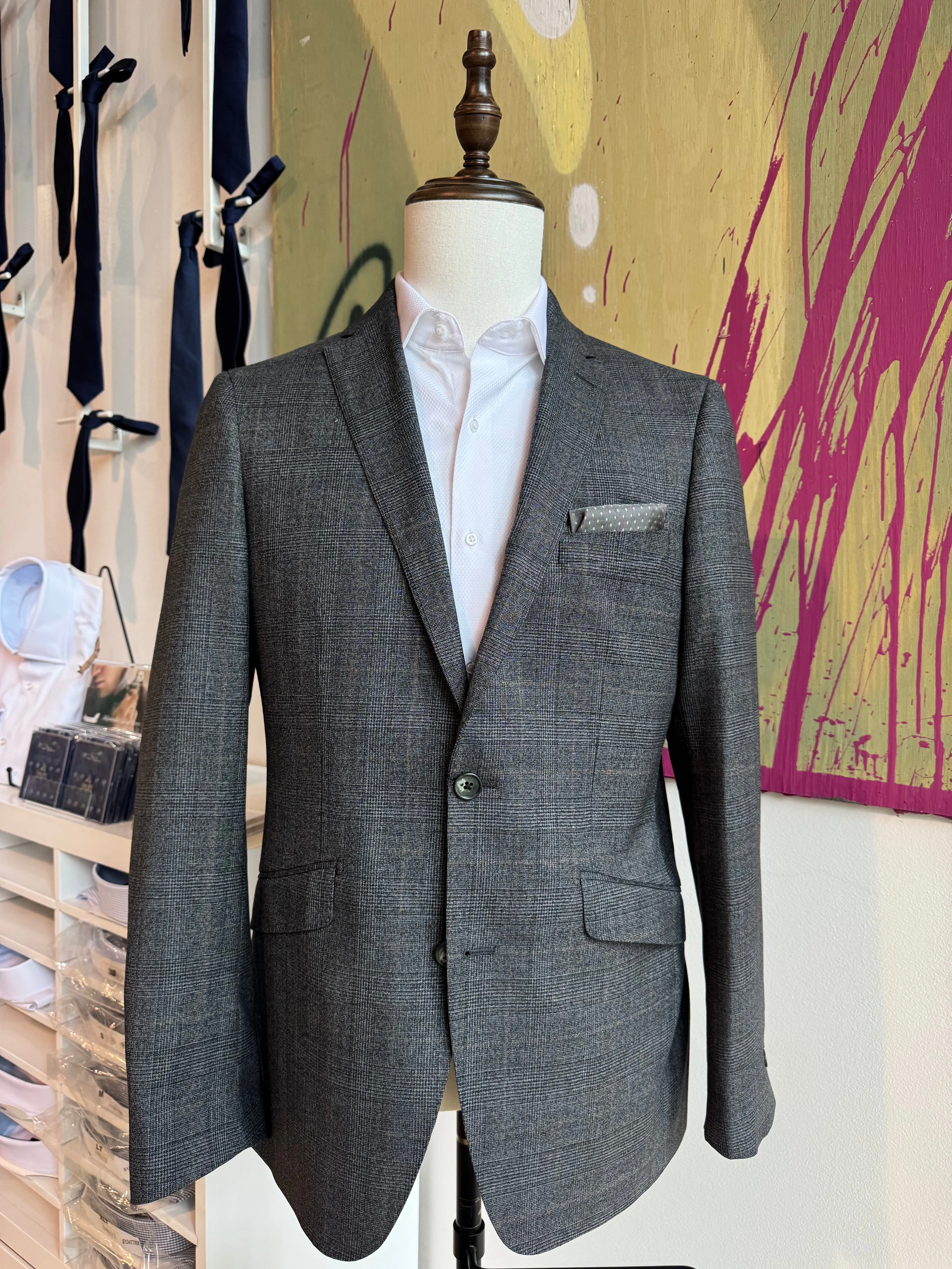 Charcoal with Brown Plaid Blazer