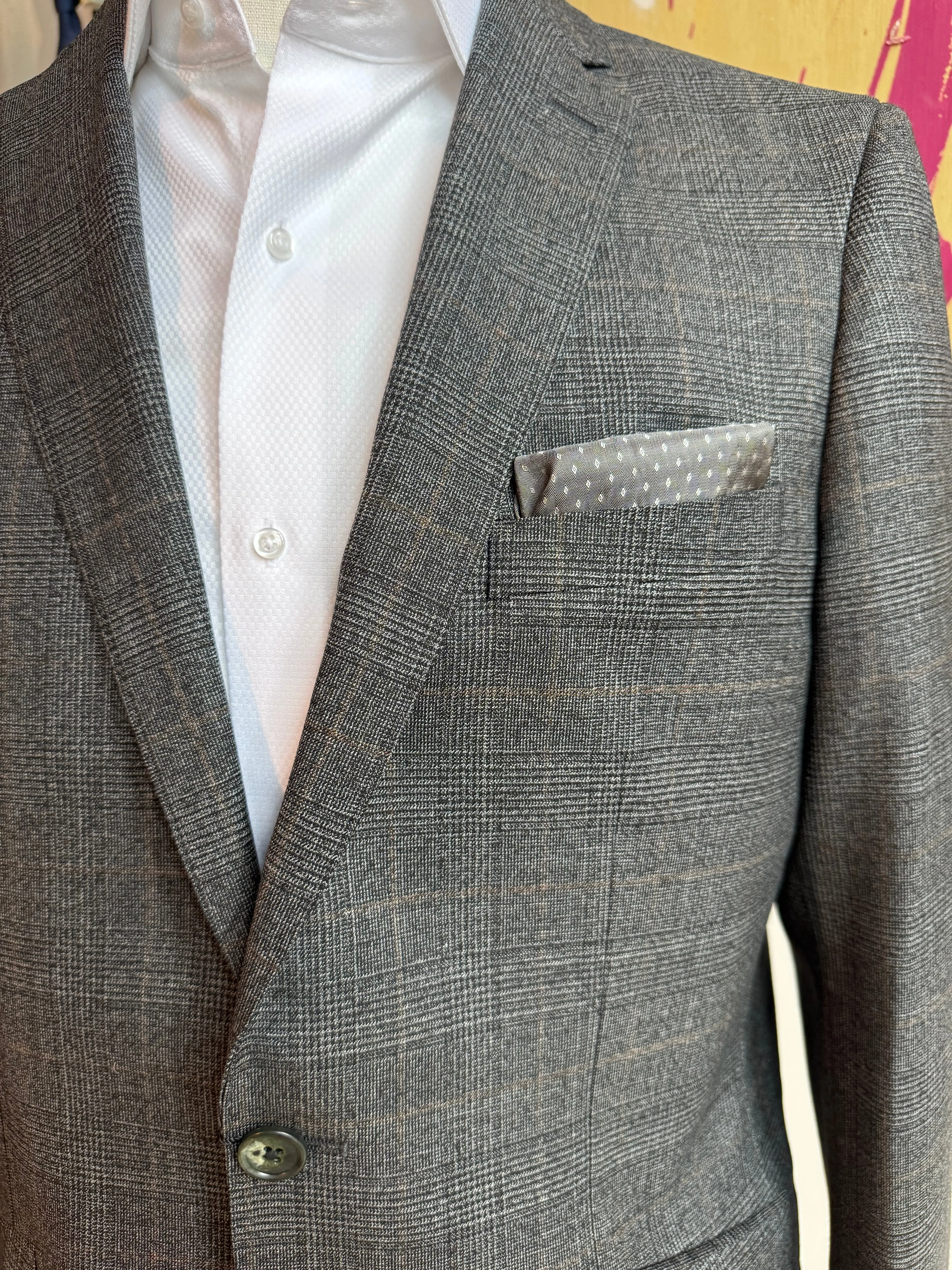 Charcoal with Brown Plaid Blazer