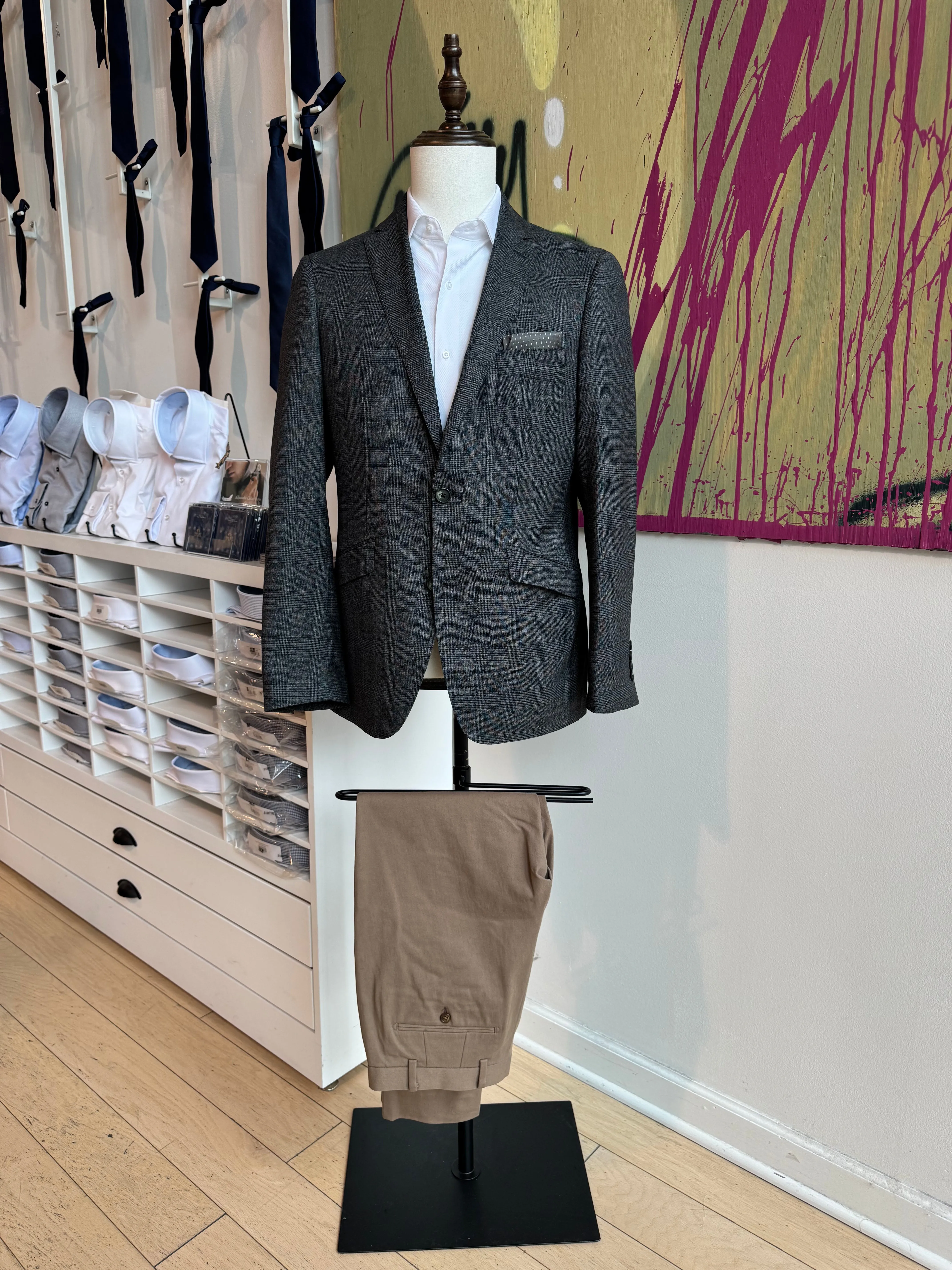 Charcoal with Brown Plaid Blazer