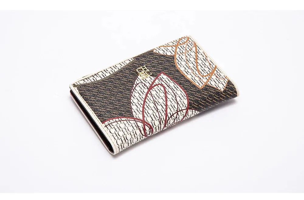 CHCH-Women's Cartoon Printing Long Wallet Retro Classic Wallet PVC Material Fashion Simple Large Capacity Bags
