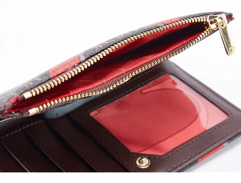 CHCH-Women's Cartoon Printing Long Wallet Retro Classic Wallet PVC Material Fashion Simple Large Capacity Bags