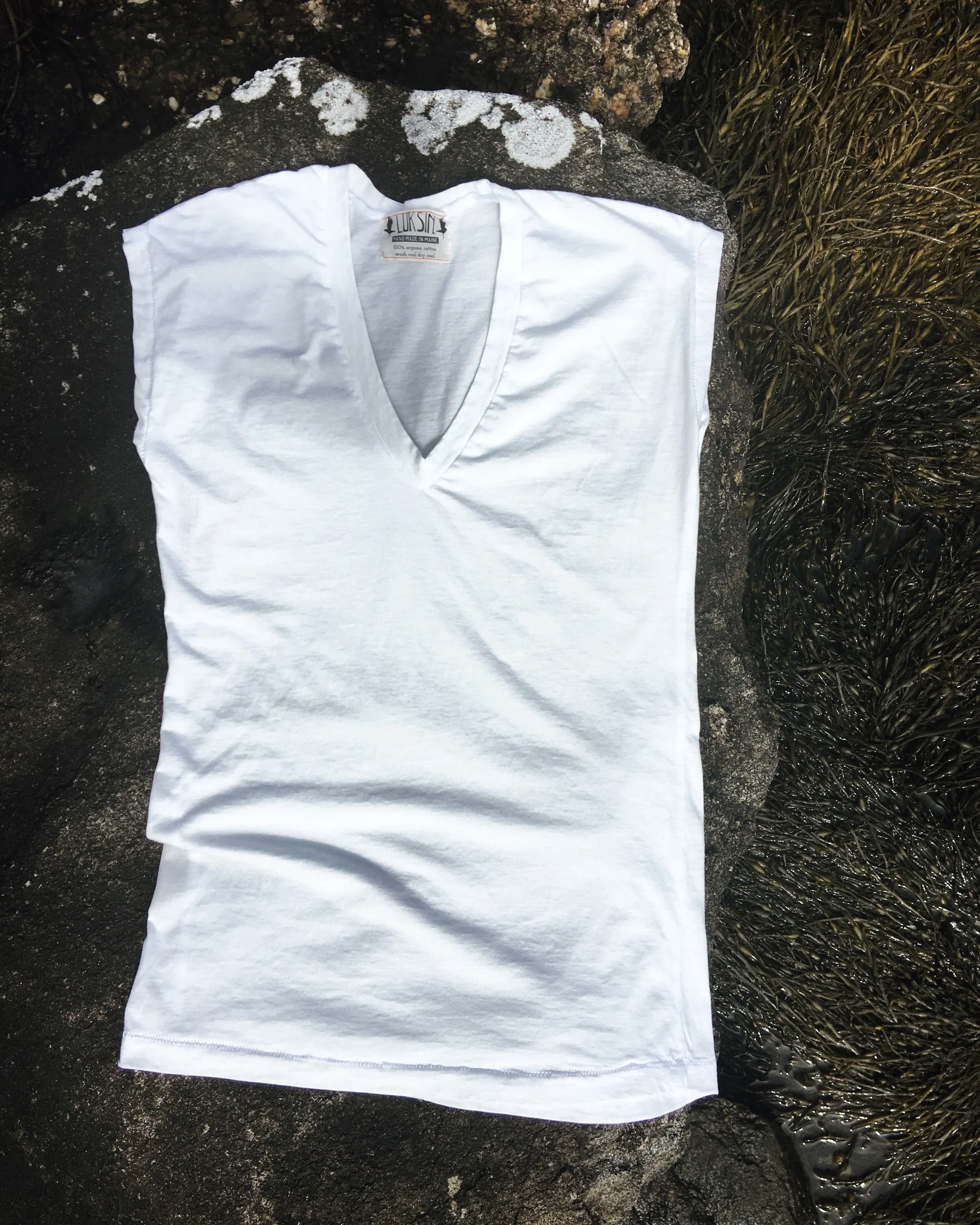 classic white organic cotton v neck t