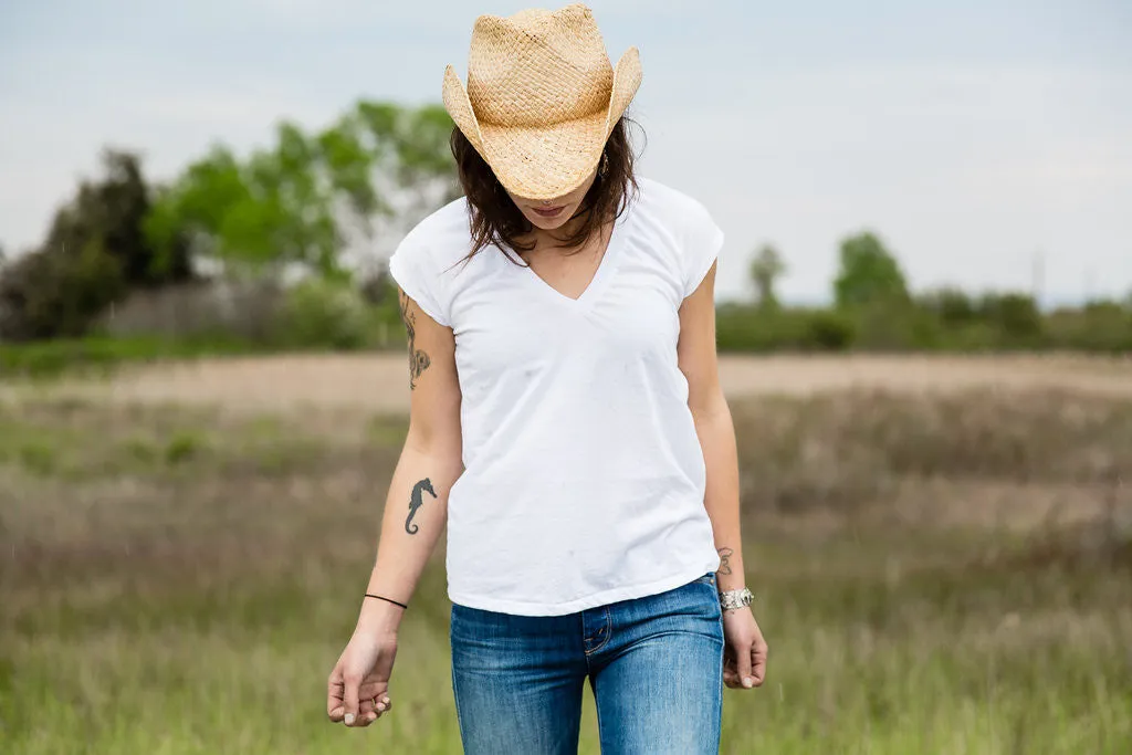 classic white organic cotton v neck t