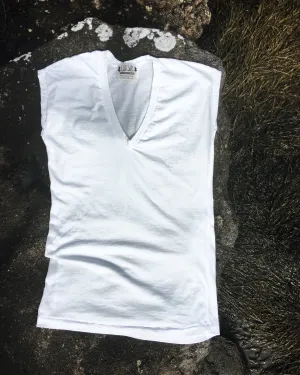 classic white organic cotton v neck t