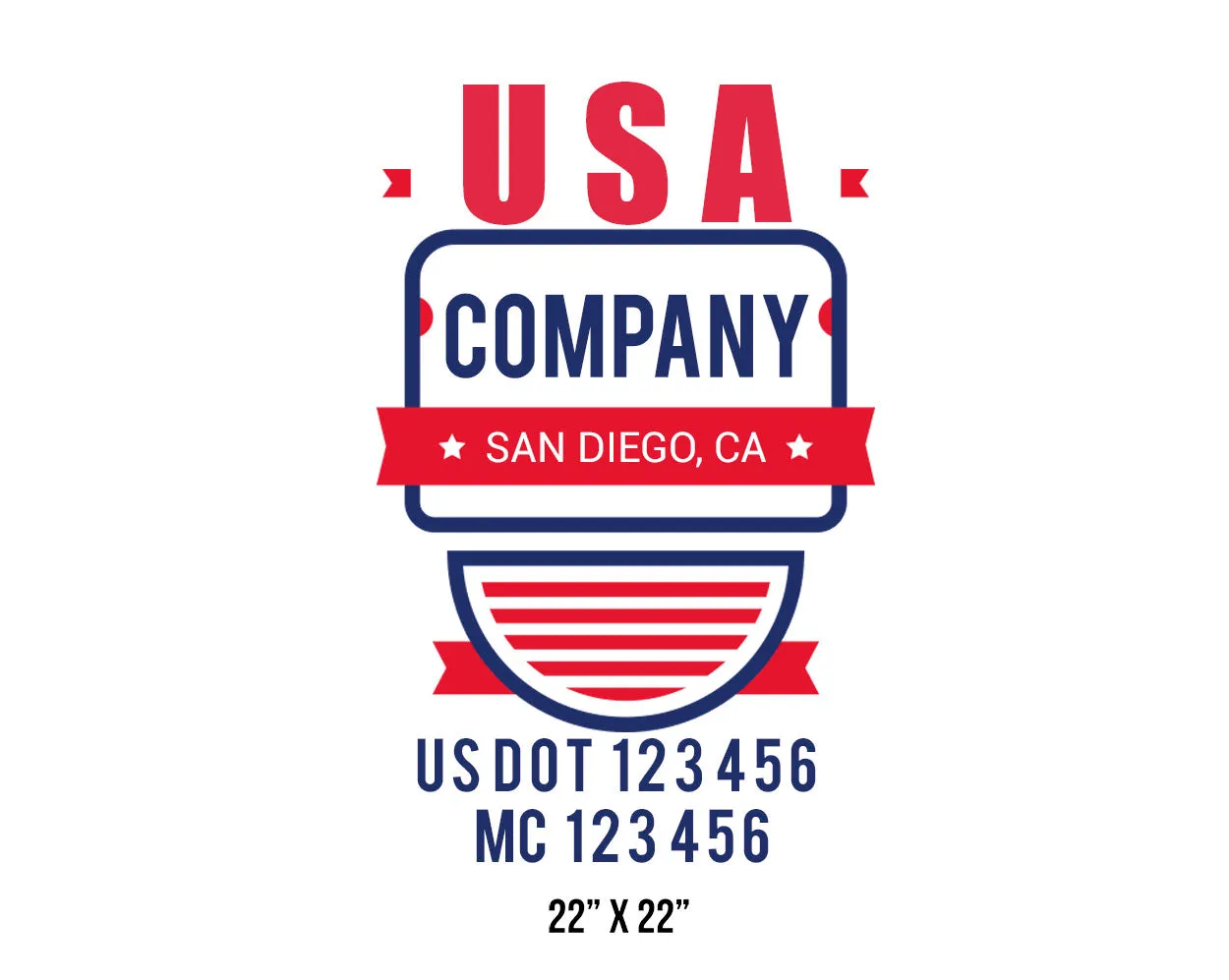 Company American  Truck Door Decal (USDOT), 2 Pack