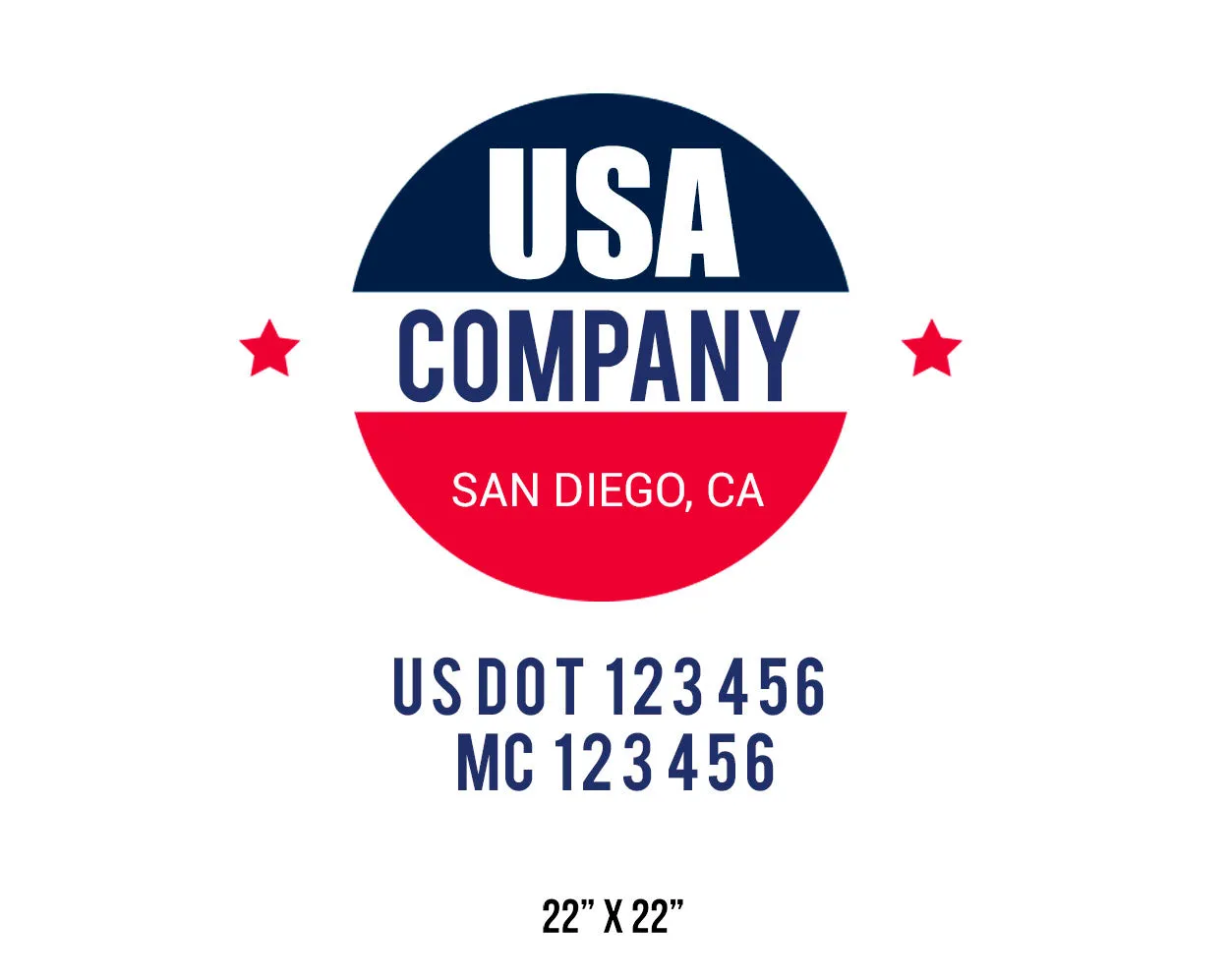 Company American  Truck Door Decal (USDOT), 2 Pack