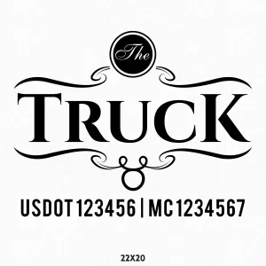 Company Door Lettering With US DOT & MC Decal Sticker, 2 Pack