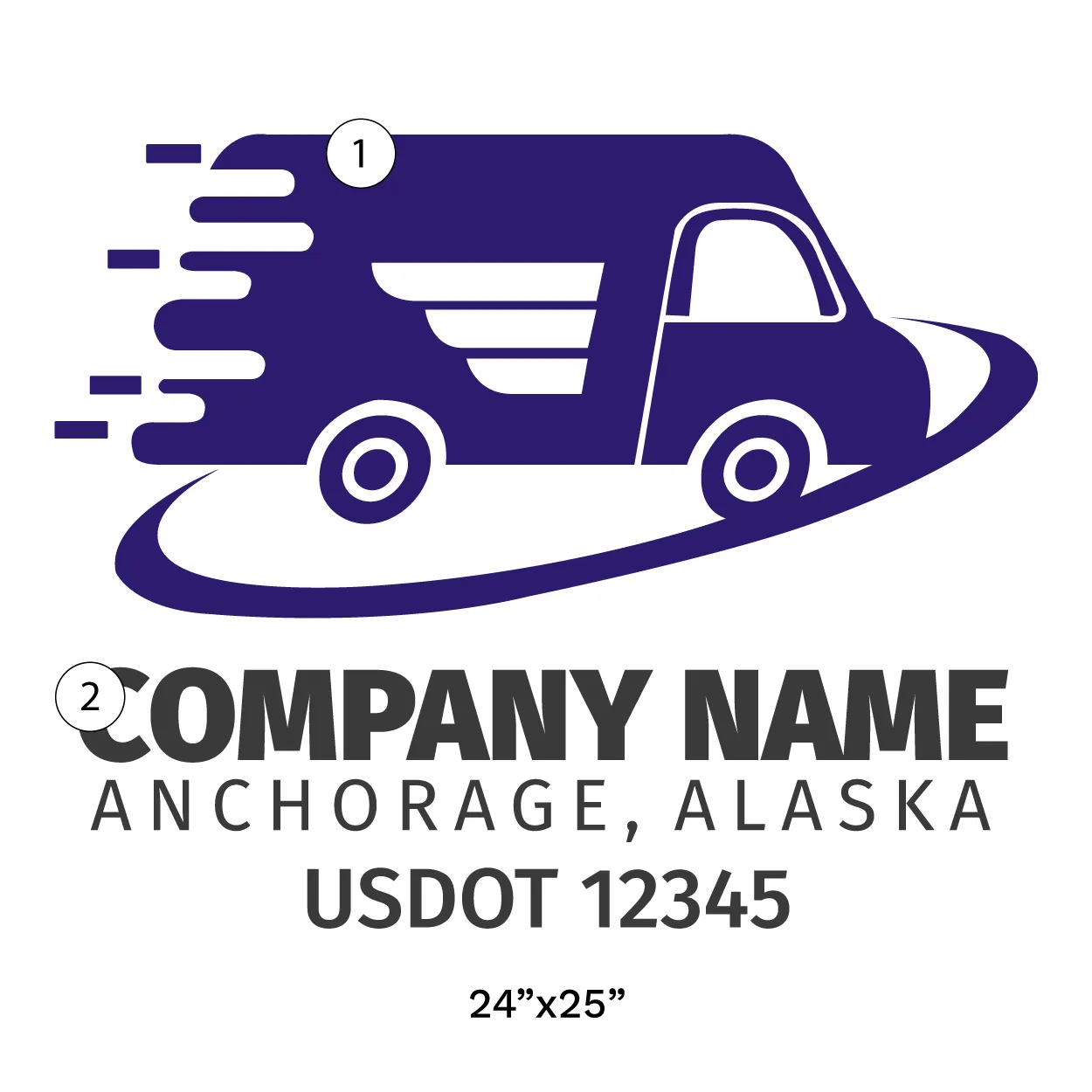 Company Name Truck Door Decal (USDOT), 2 Pack