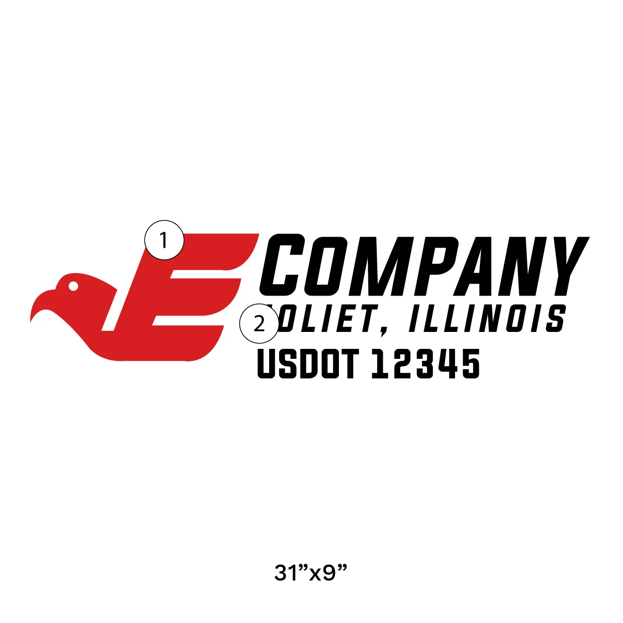 Company Name Truck Door Decal (USDOT), 2 Pack