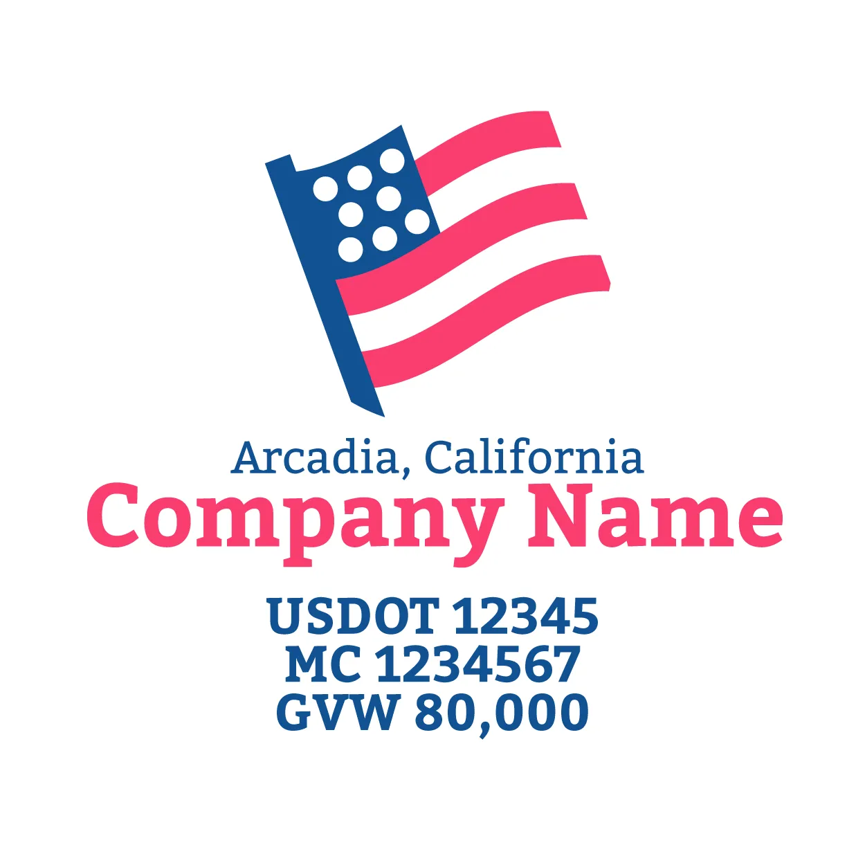 Company Name Truck Door Decal (USDOT), 2 Pack