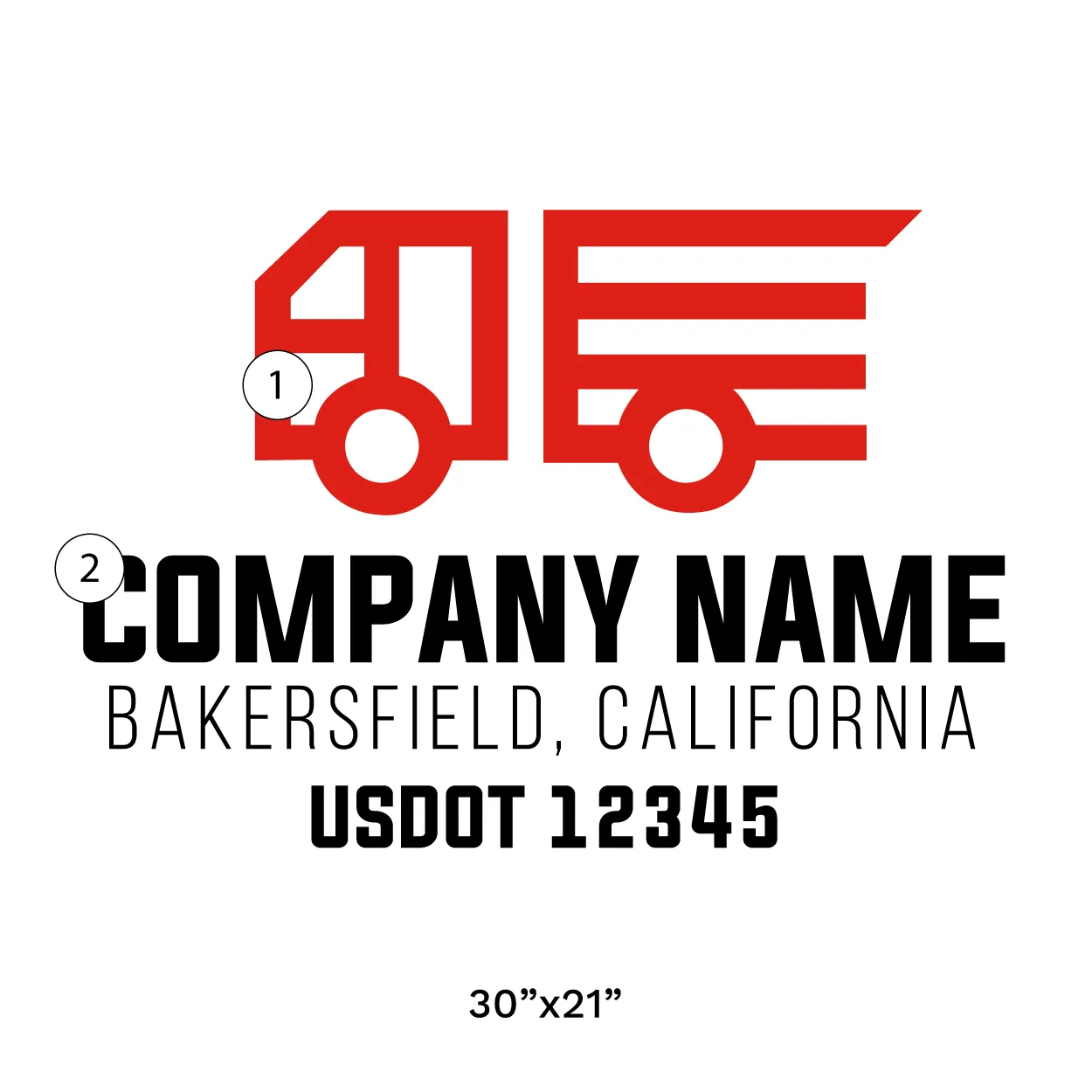 Company Name Truck Door Decal (USDOT), 2 Pack
