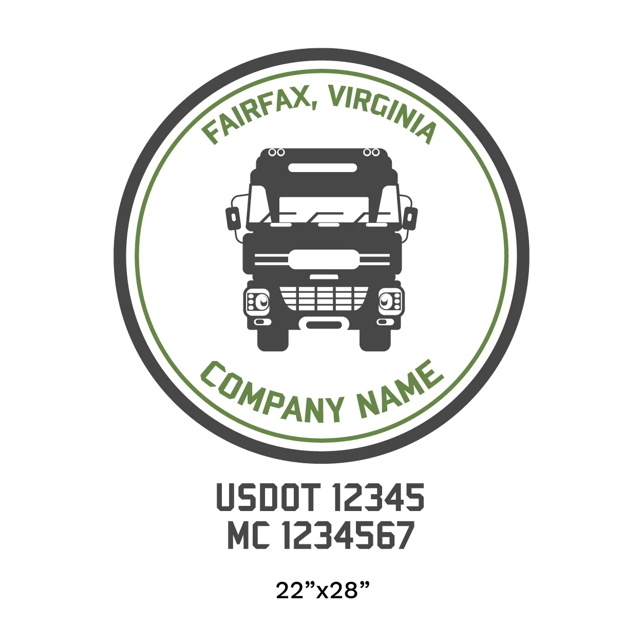 Company Name Truck Door Decal (USDOT), 2 Pack