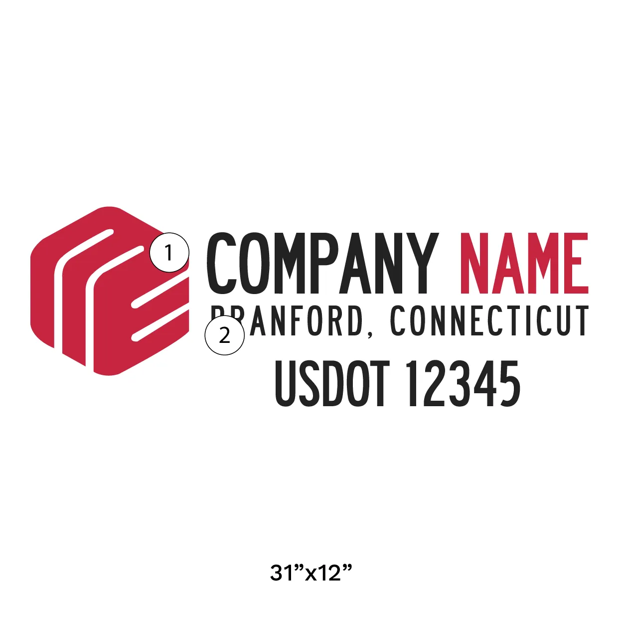 Company Name Truck Door Decal (USDOT), 2 Pack
