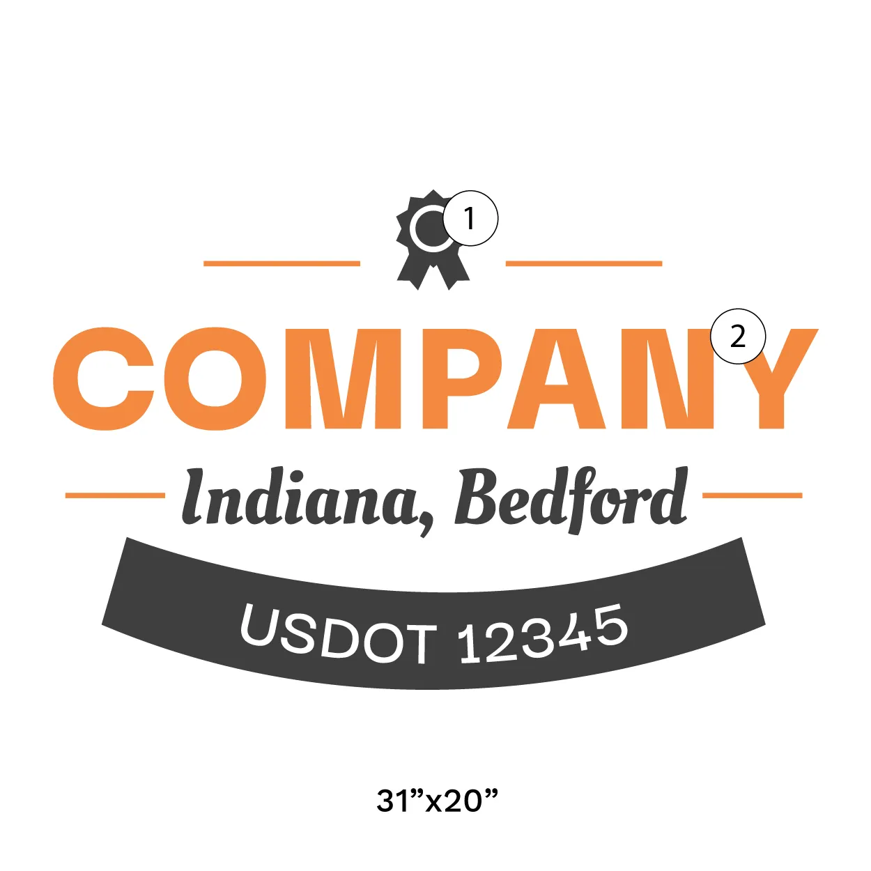 Company Name Truck Door Decal (USDOT), 2 Pack