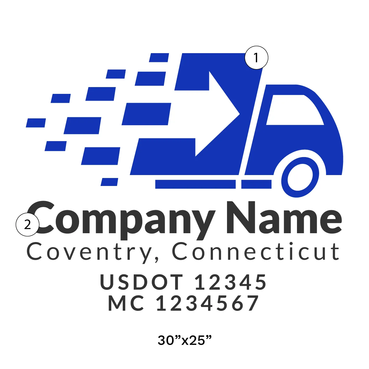 Company Name Truck Door Decal (USDOT), 2 Pack