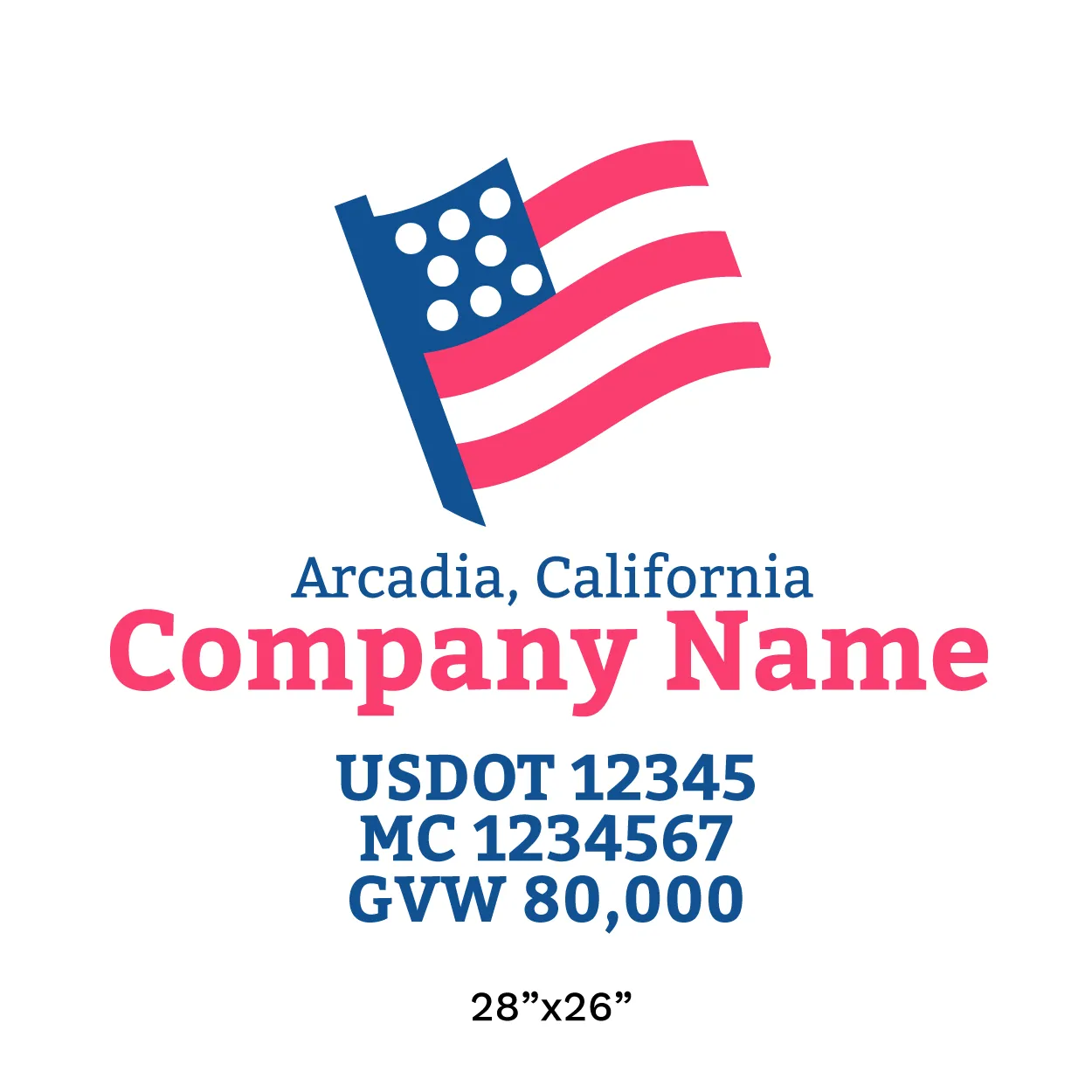 Company Name Truck Door Decal (USDOT), 2 Pack