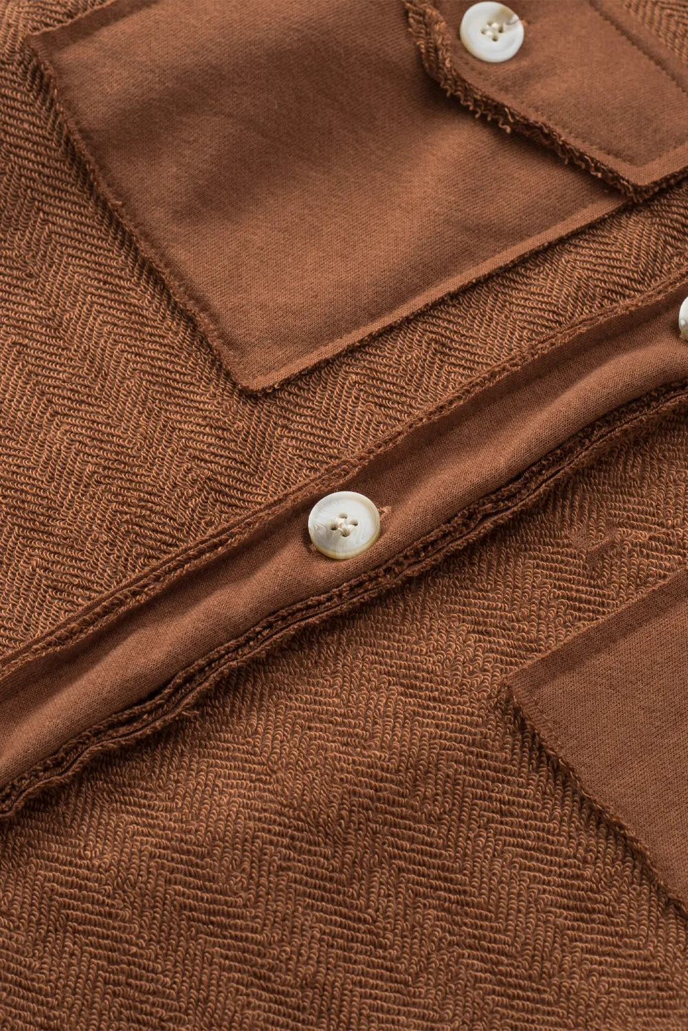Contrast Flap Pockets Brown Relaxed Shacket