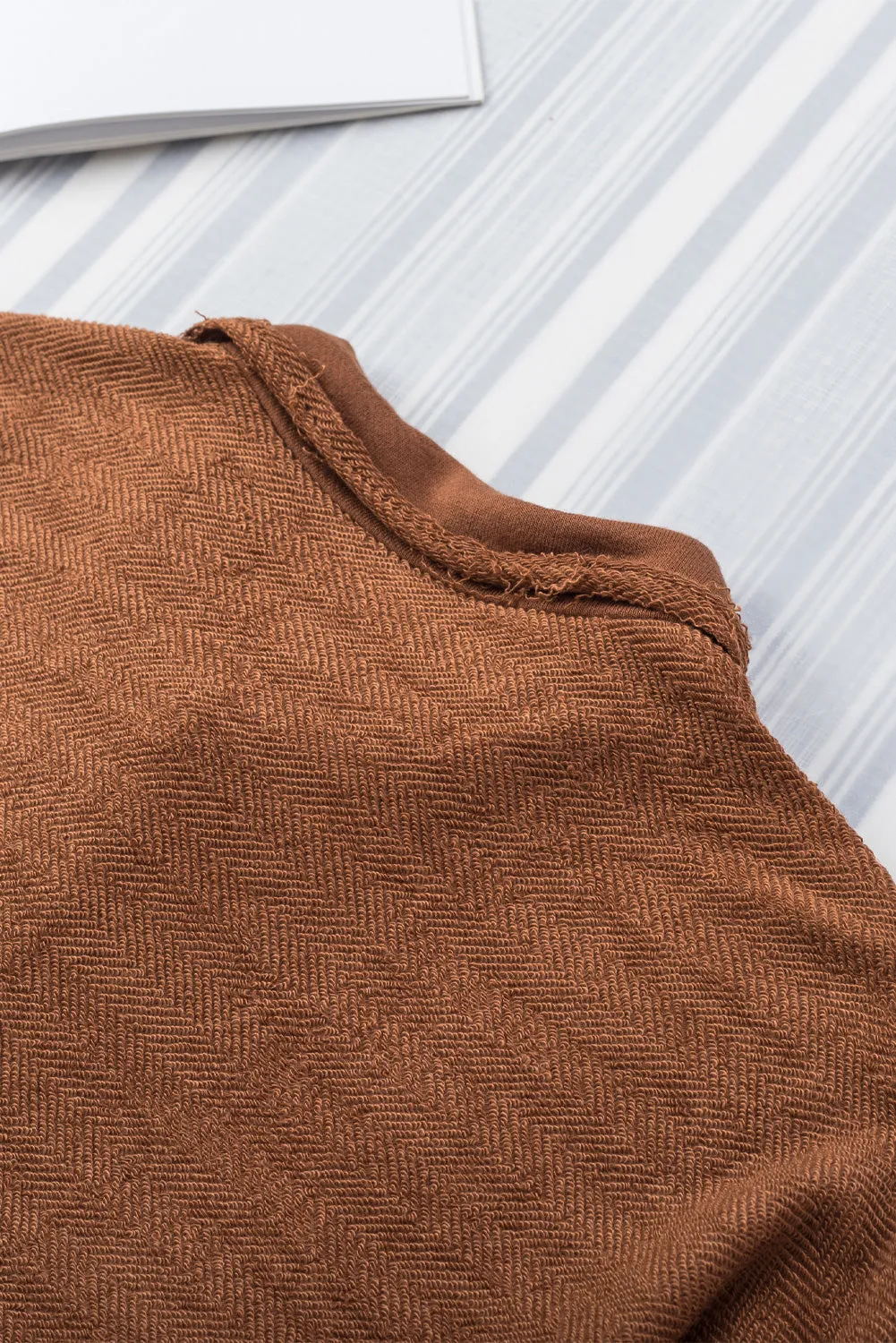 Contrast Flap Pockets Brown Relaxed Shacket