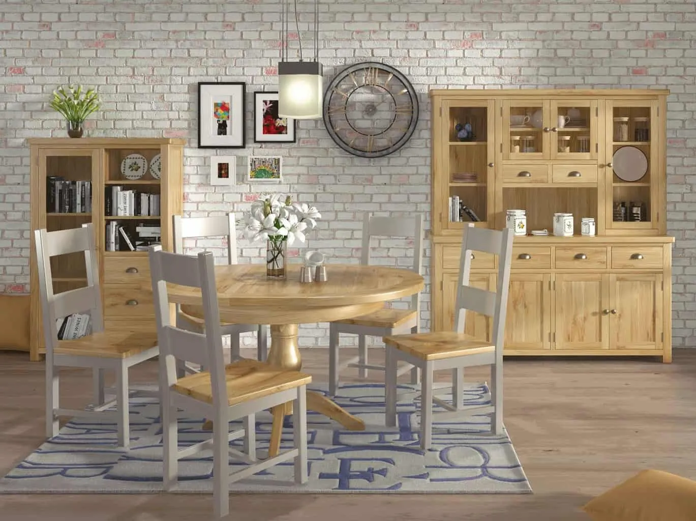 Cottage Grand Round Ext Table Stone