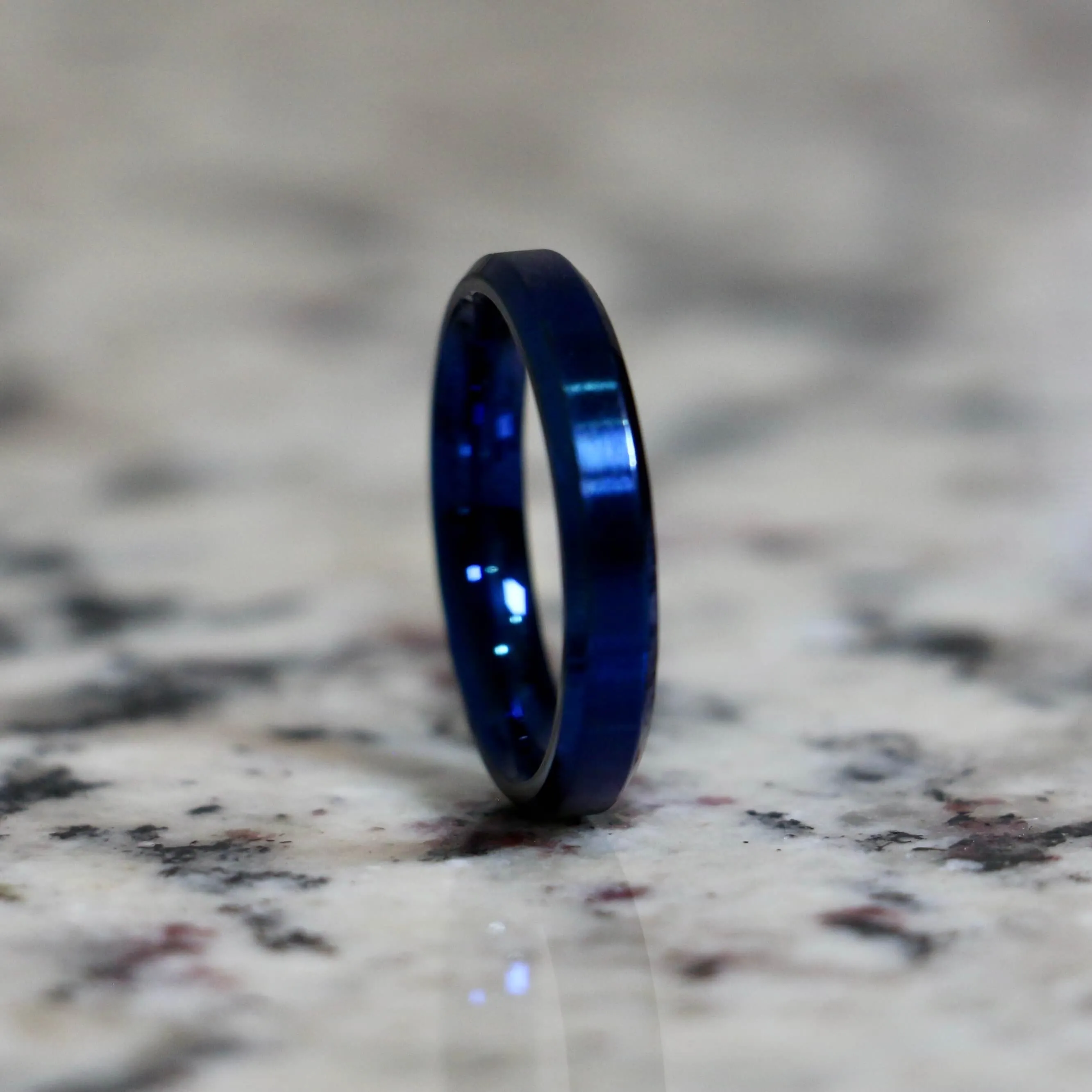 Couples Traditional Blue Stainless Wedding Band Set